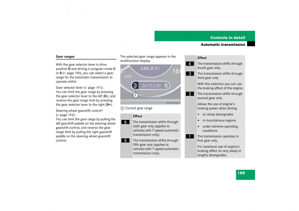 Mercedes Benz E Class W211 owners manual / page 190