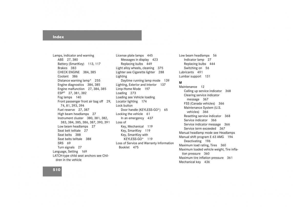 Mercedes Benz E Class W211 owners manual / page 511