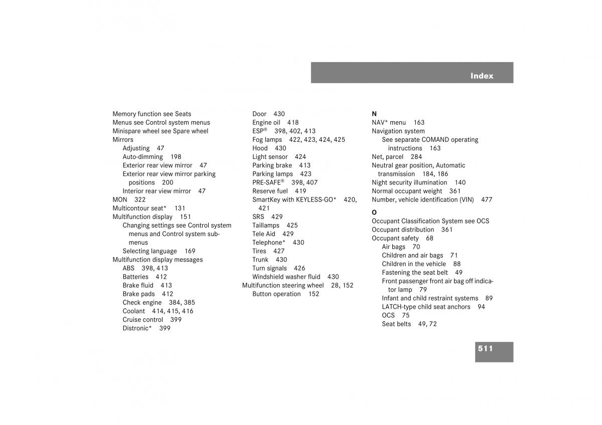 manual  Mercedes Benz E Class W211 owners manual / page 512