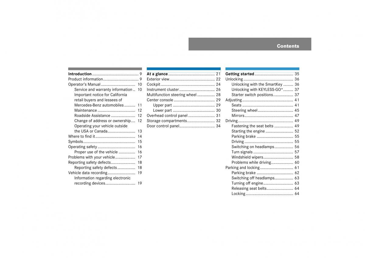 Mercedes Benz E Class W211 owners manual / page 4