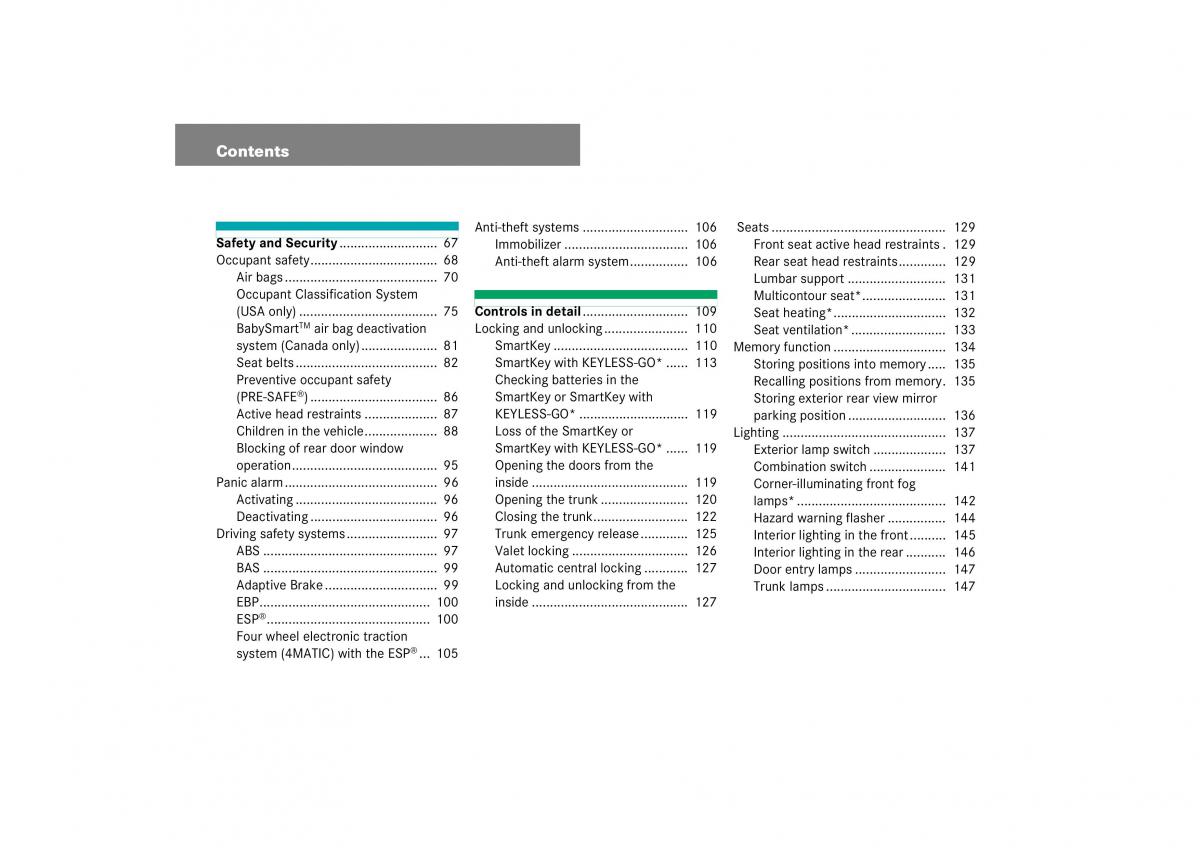 Mercedes Benz E Class W211 owners manual / page 5