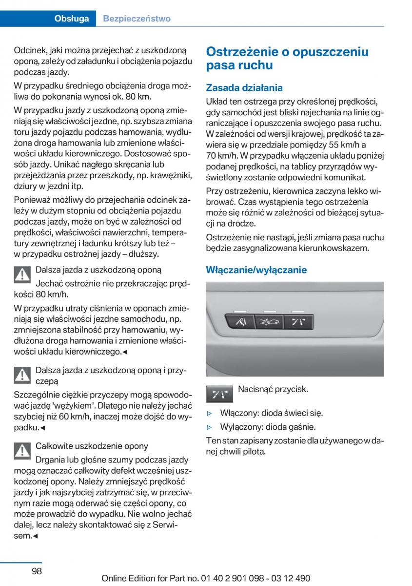 BMW 3 F30 instrukcja obslugi / page 98