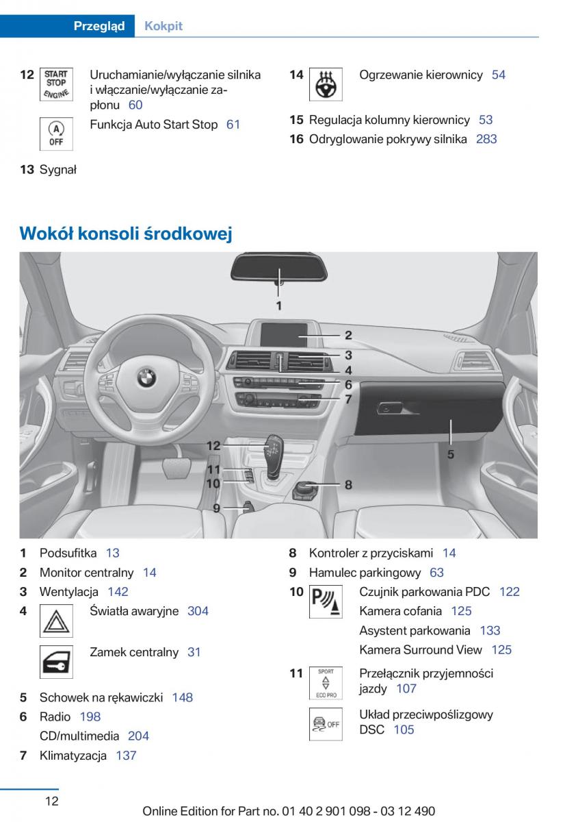 BMW 3 F30 instrukcja obslugi / page 12