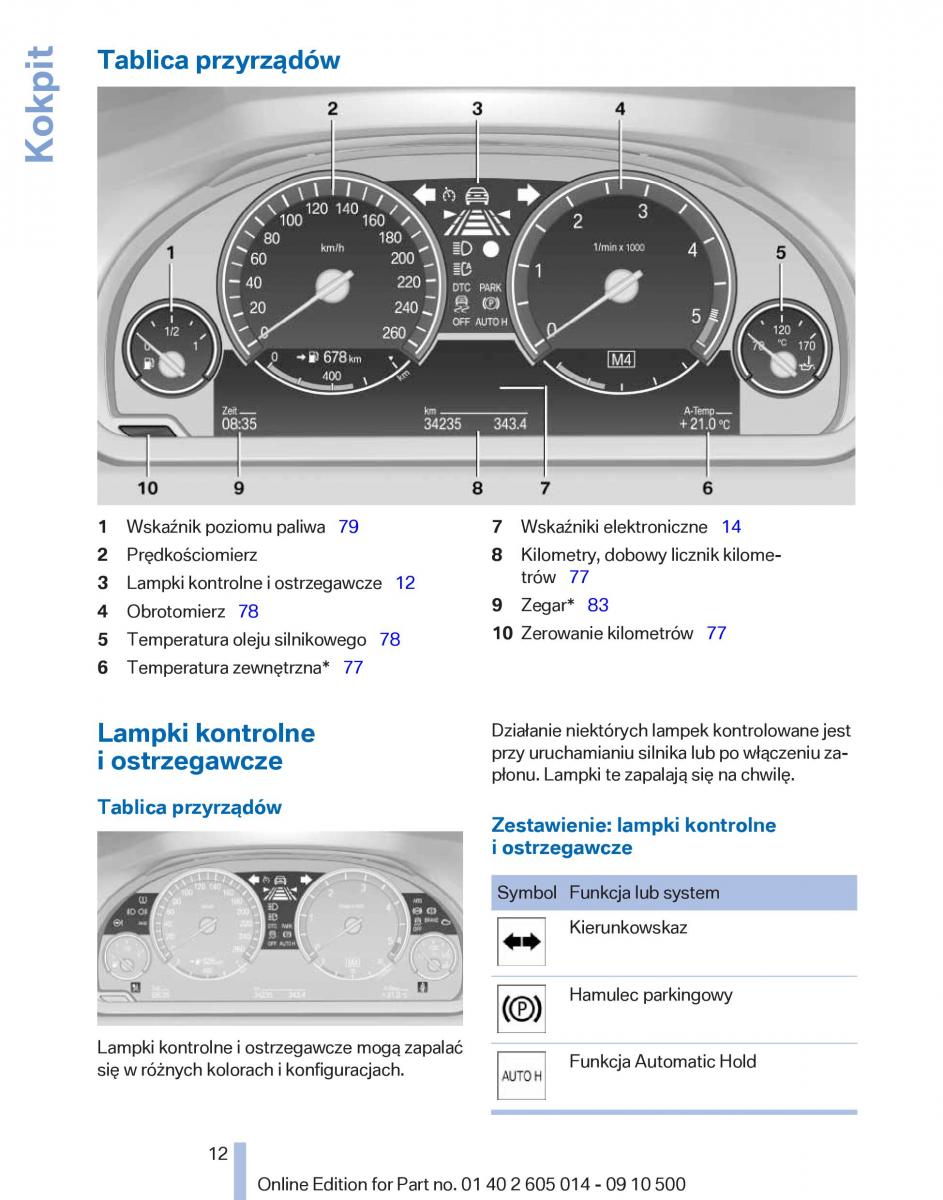 BMW 5 F07 GT Gran Turismo instrukcja obslugi / page 12