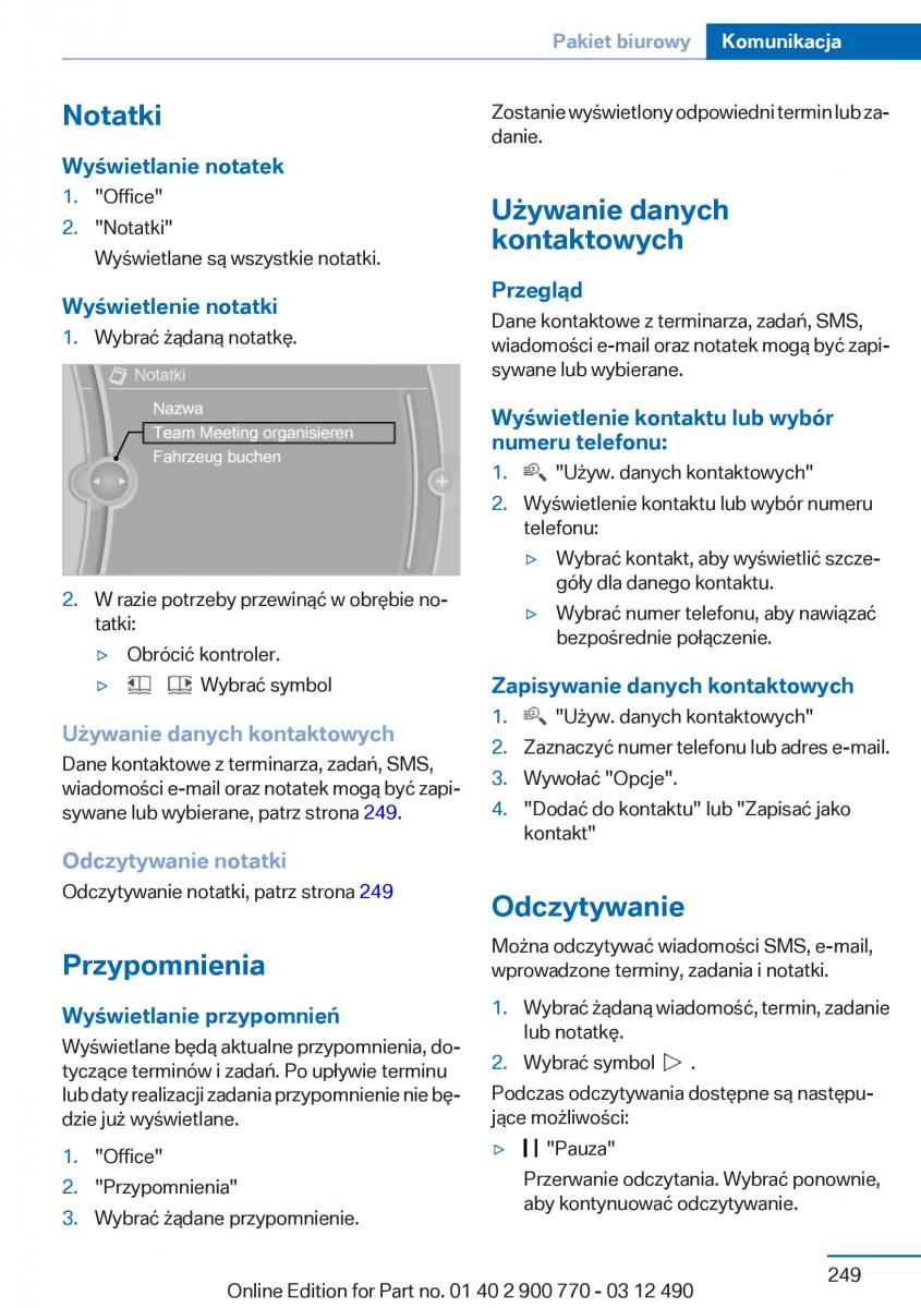 BMW 6 F13 Coupe instrukcja obslugi / page 249