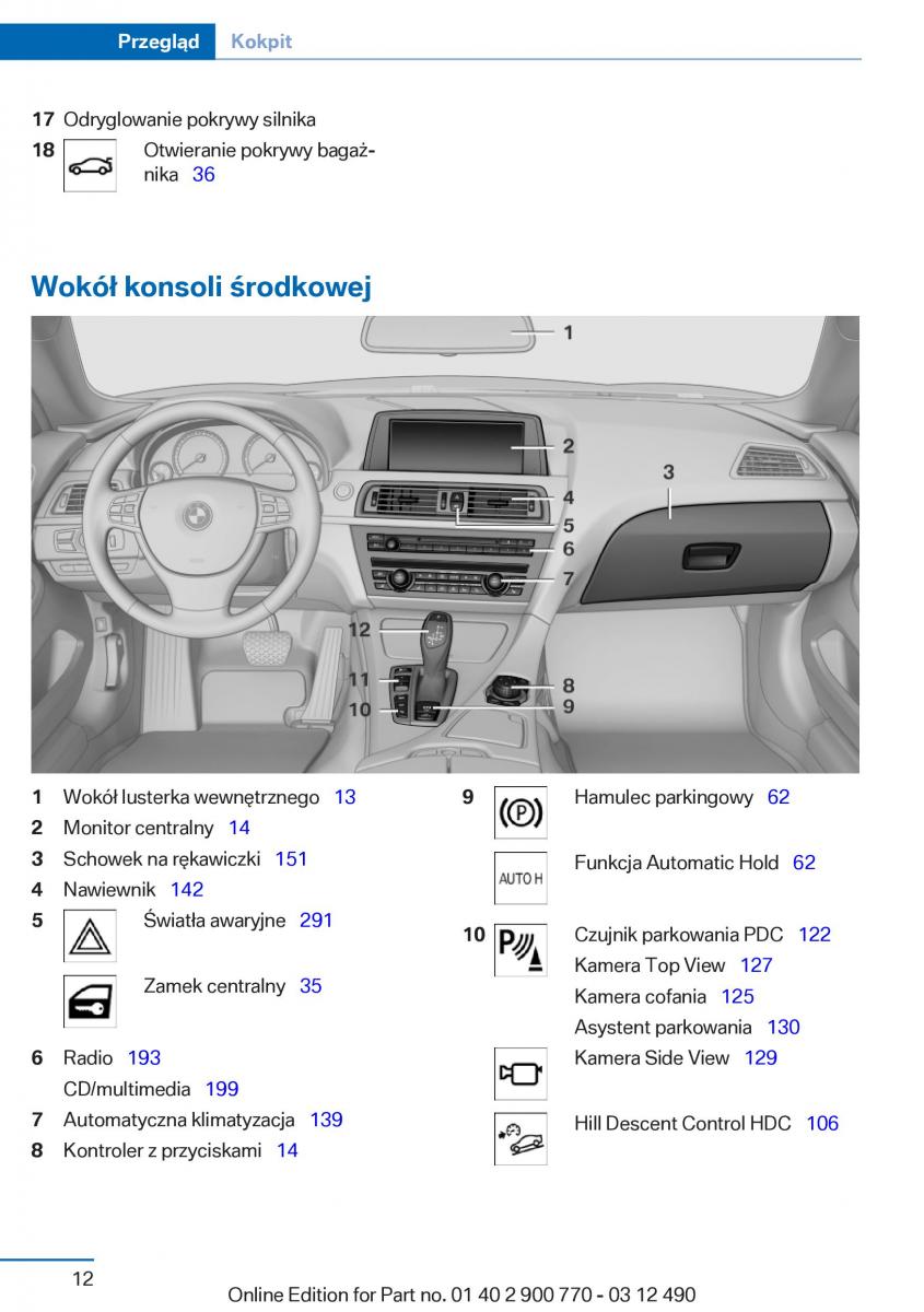 BMW 6 F13 Coupe instrukcja obslugi / page 12