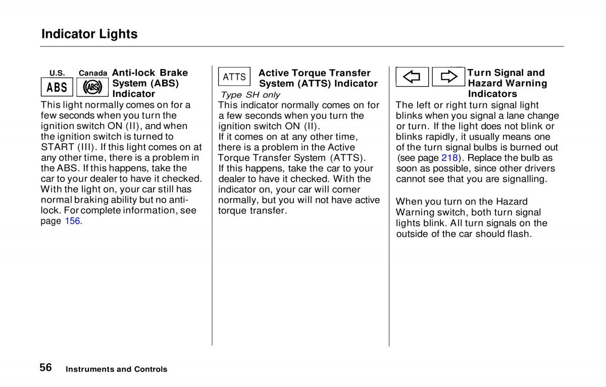 Honda Prelude V 5 owners manual / page 57