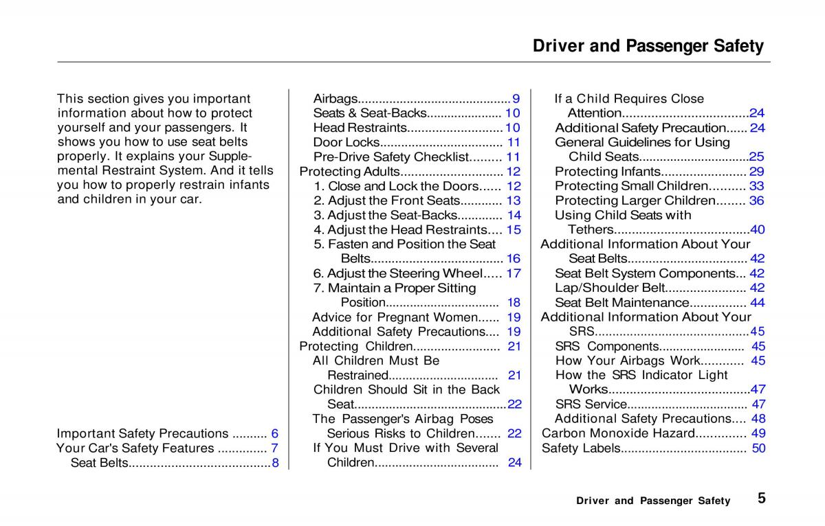 manual  Honda Prelude V 5 owners manual / page 6