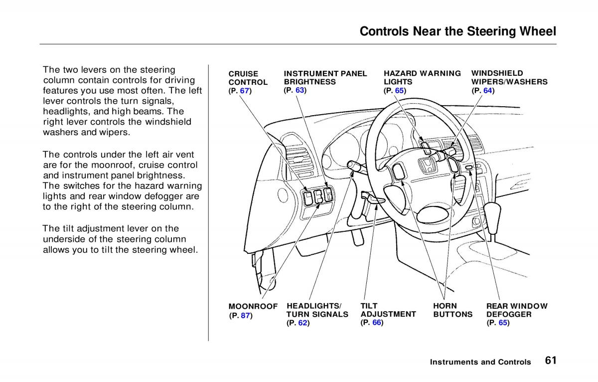 Honda Prelude V 5 owners manual / page 62