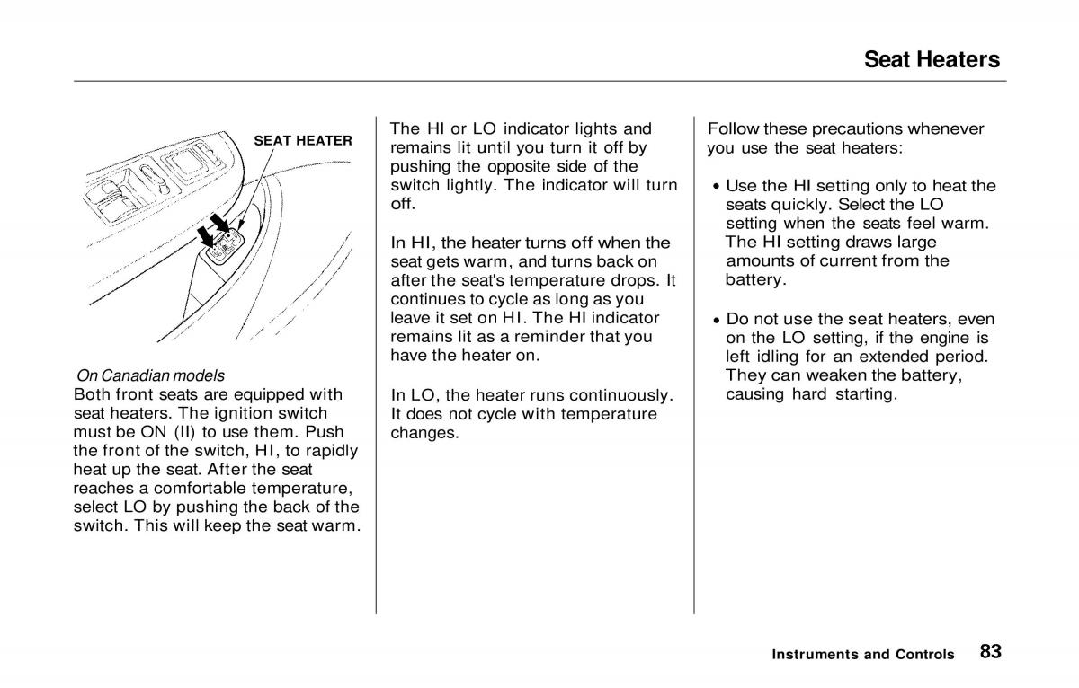 Honda Prelude V 5 owners manual / page 84