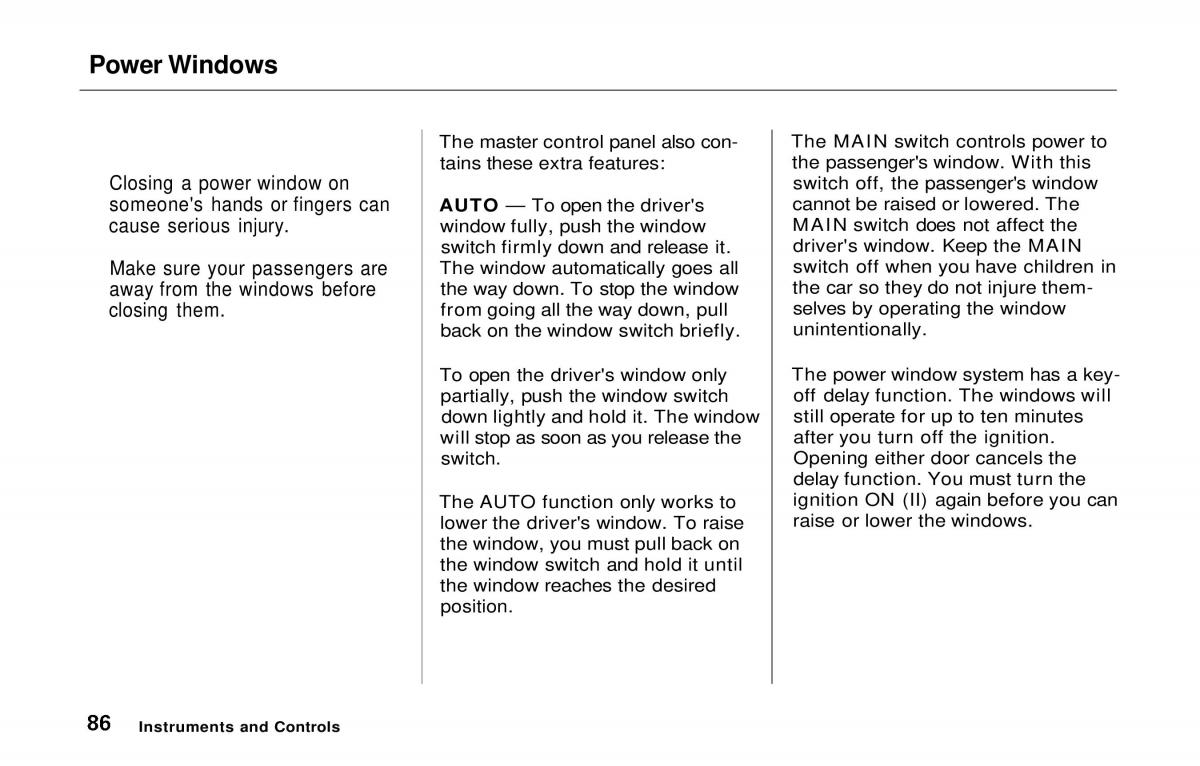Honda Prelude V 5 owners manual / page 87