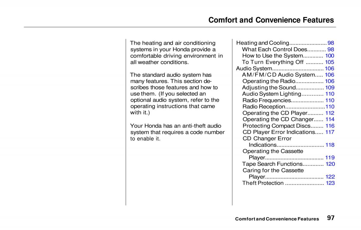Honda Prelude V 5 owners manual / page 97
