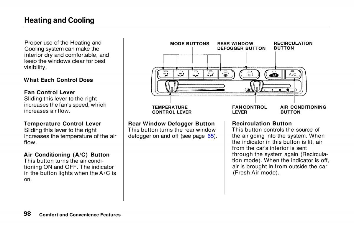 Honda Prelude V 5 owners manual / page 98
