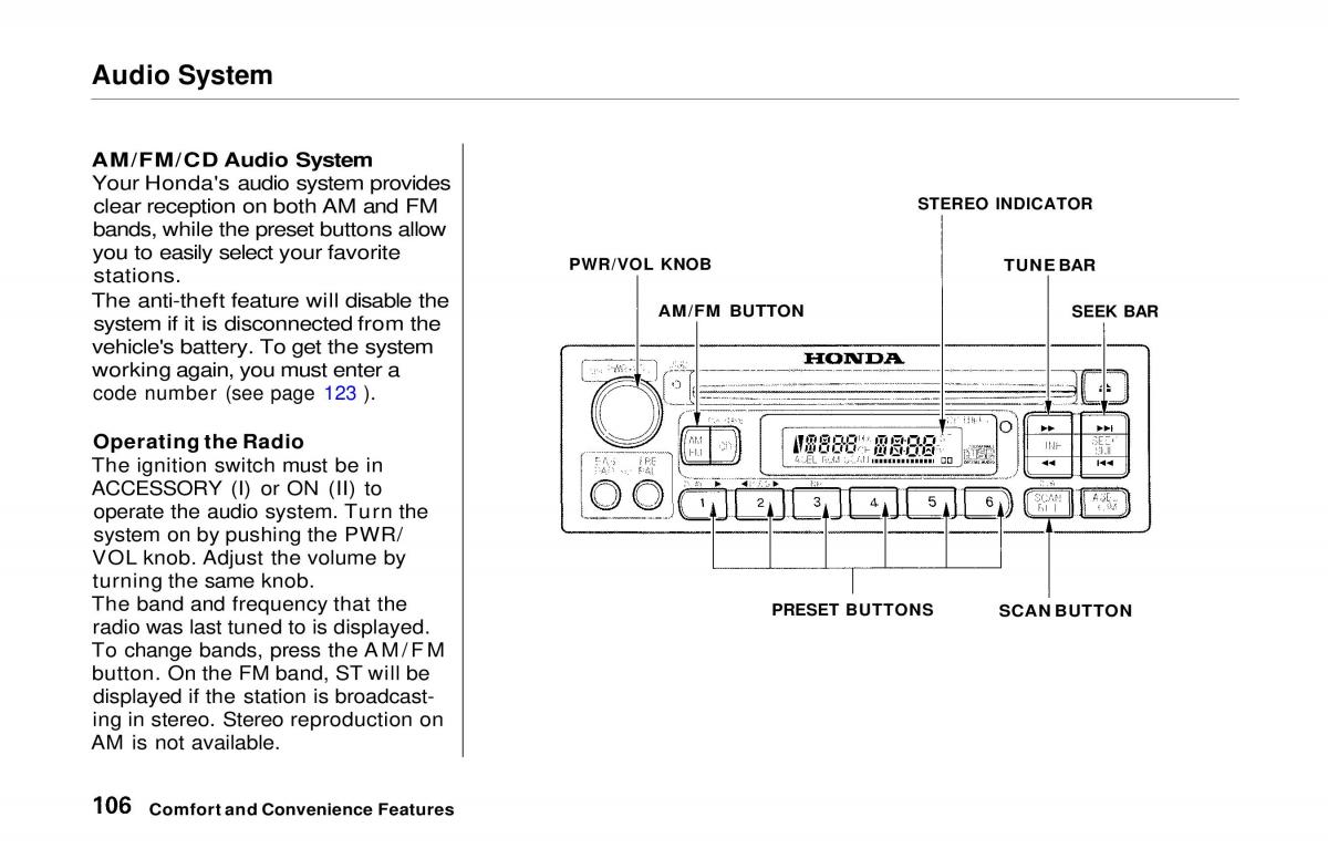 Honda Prelude V 5 owners manual / page 106