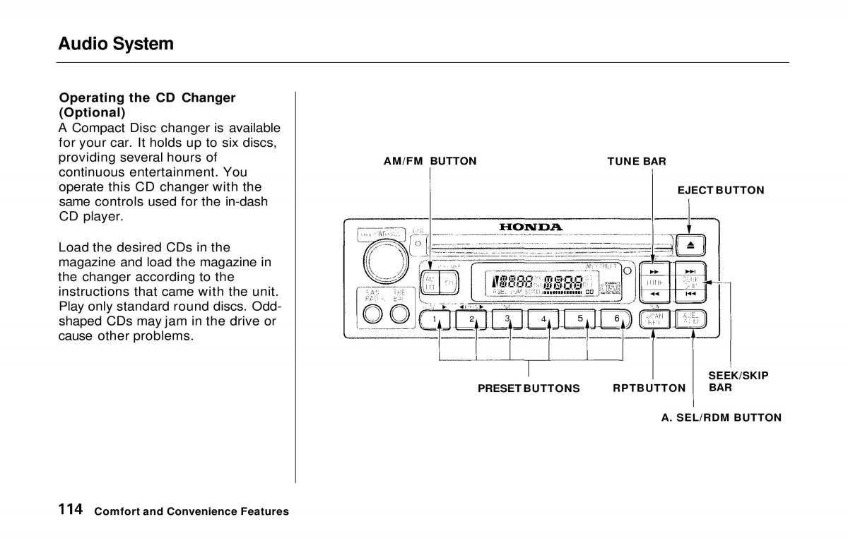 Honda Prelude V 5 owners manual / page 114