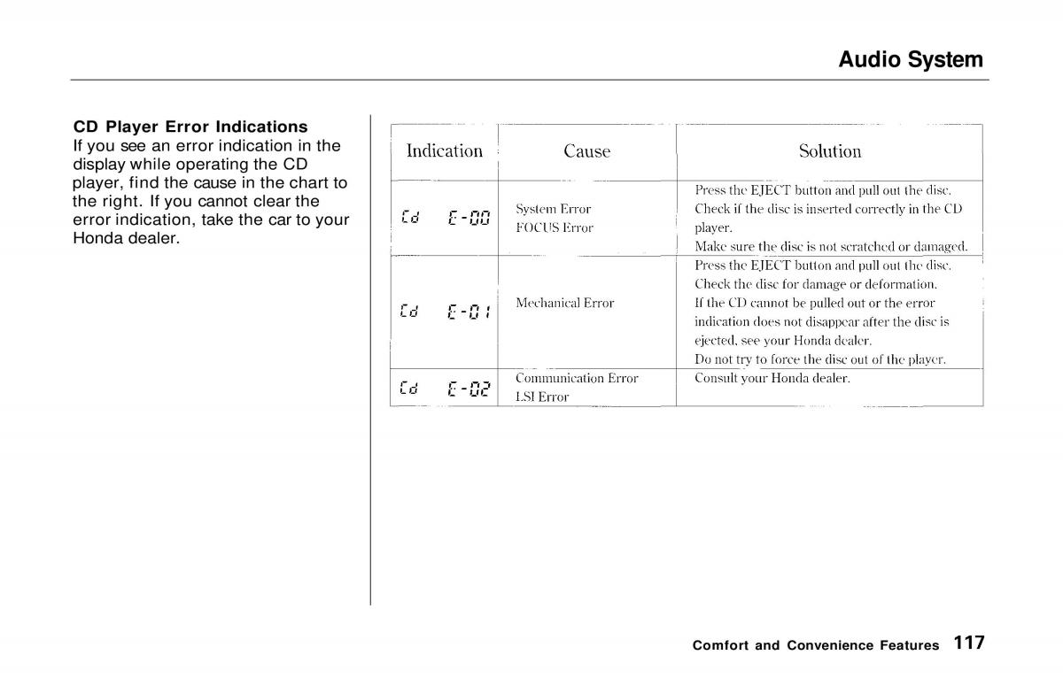 Honda Prelude V 5 owners manual / page 117