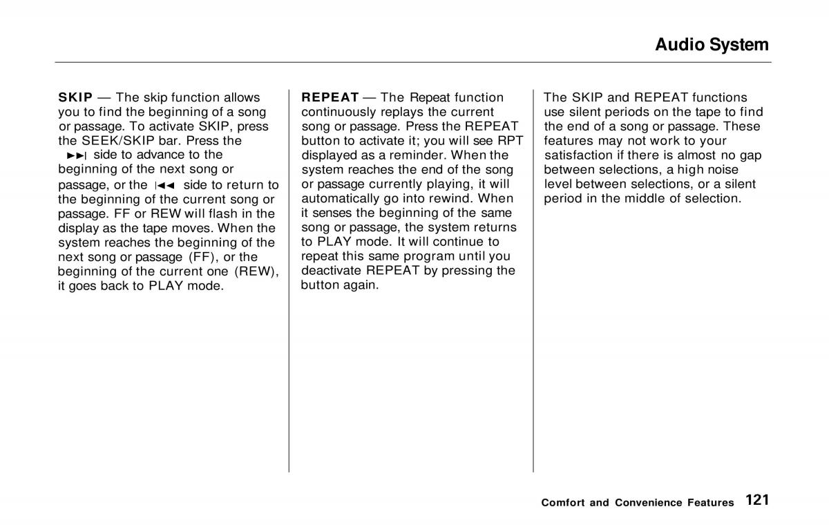 Honda Prelude V 5 owners manual / page 121