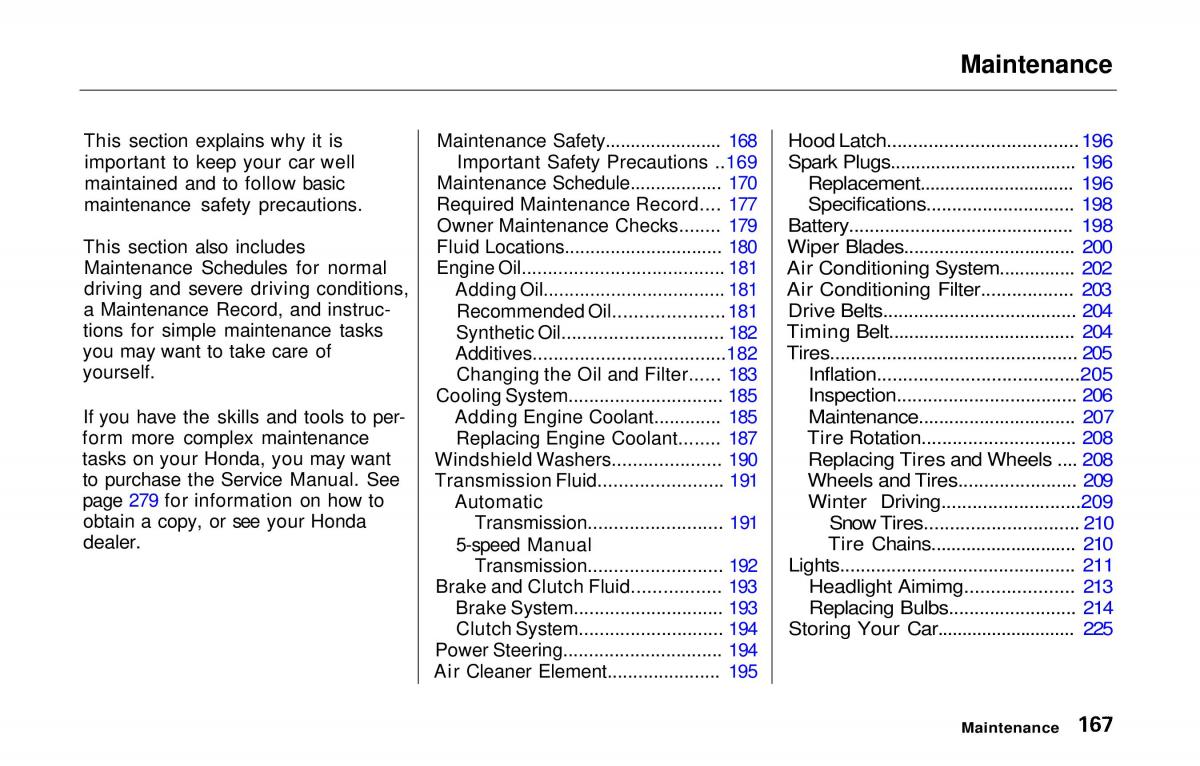 Honda Prelude V 5 owners manual / page 164