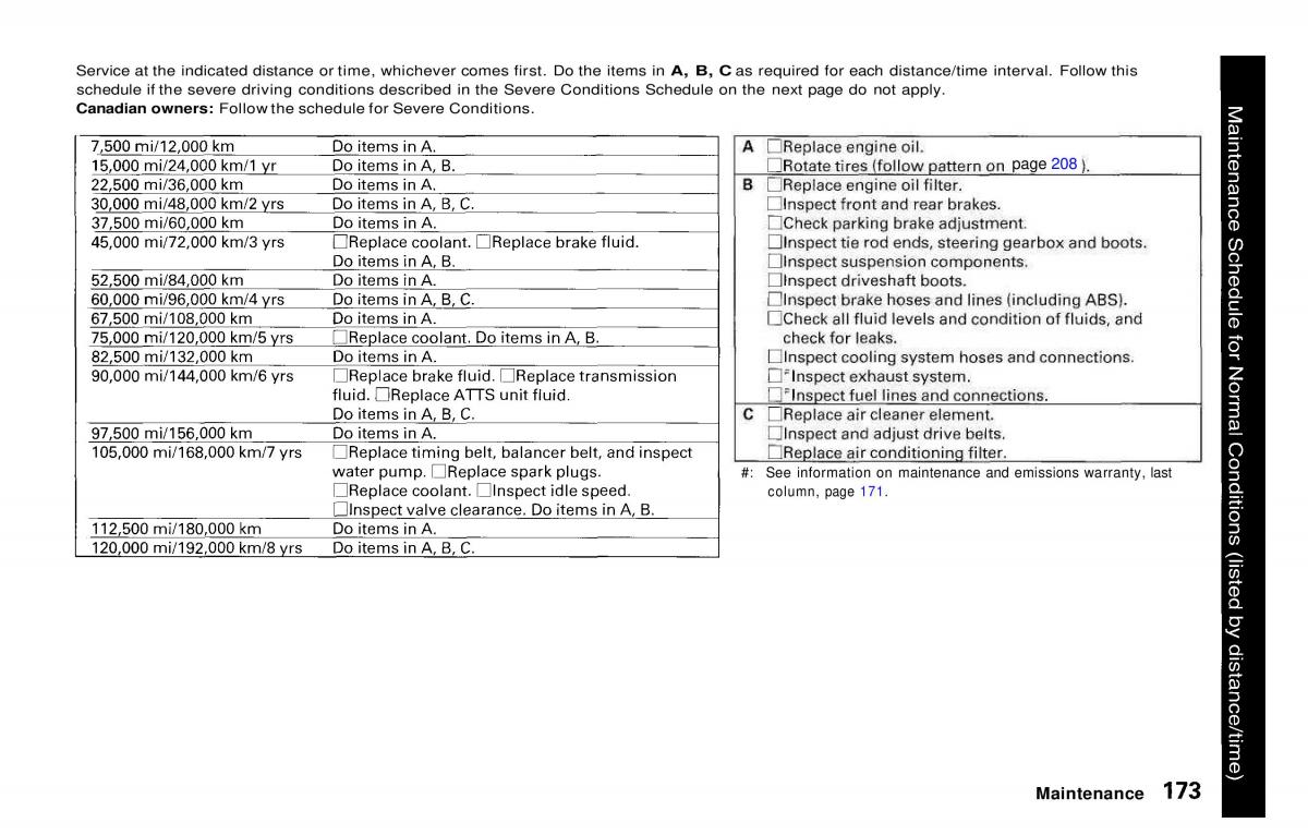 Honda Prelude V 5 owners manual / page 170