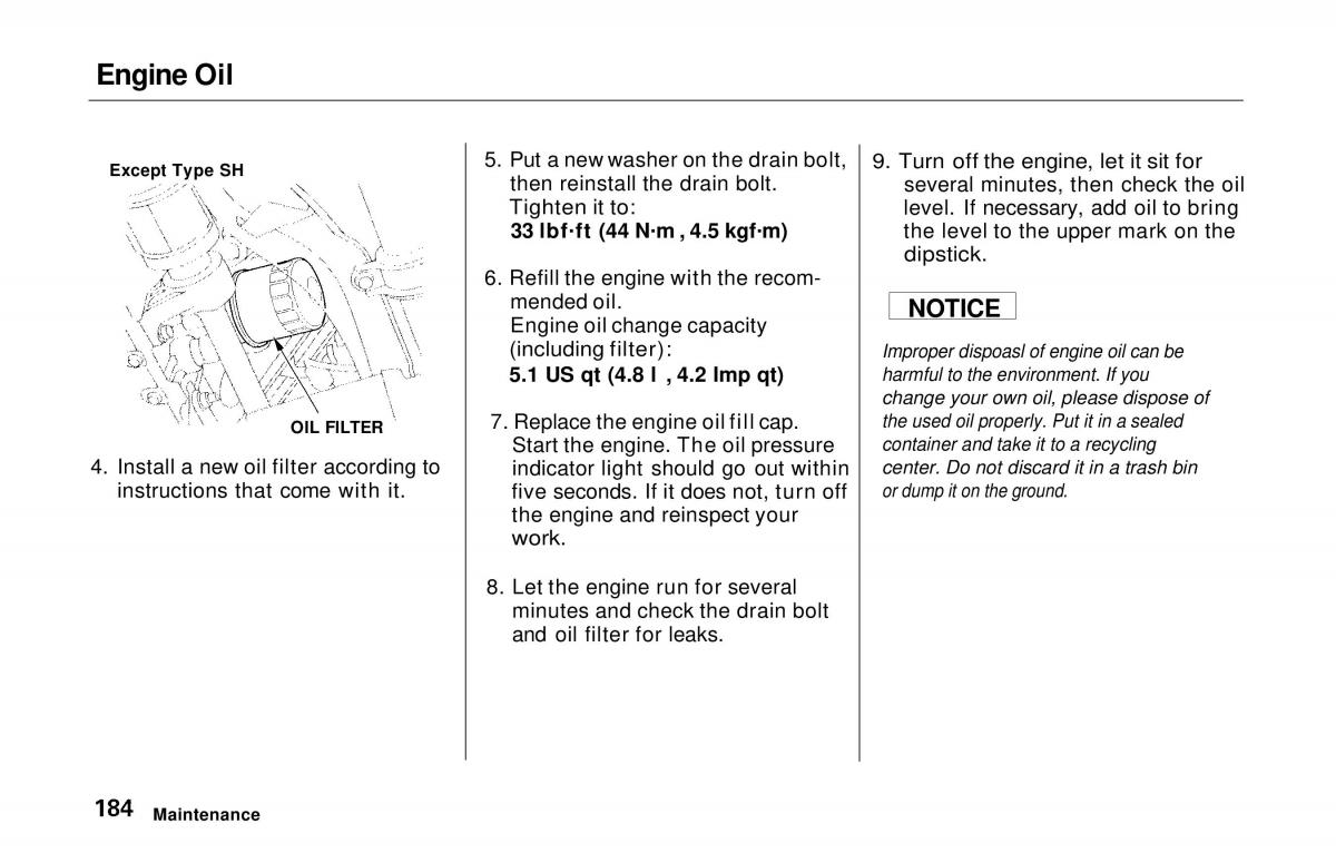 Honda Prelude V 5 owners manual / page 181