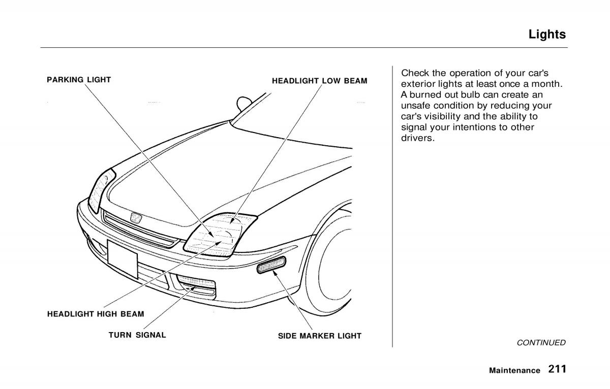 Honda Prelude V 5 owners manual / page 208