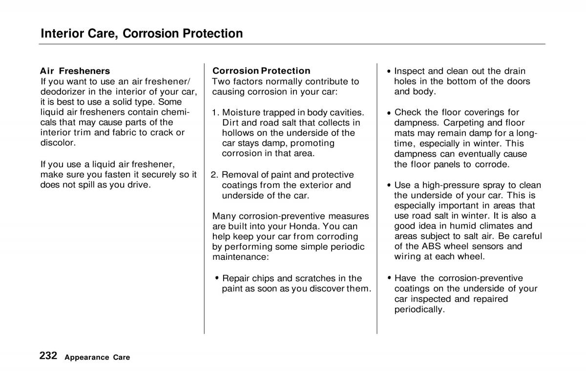 Honda Prelude V 5 owners manual / page 228