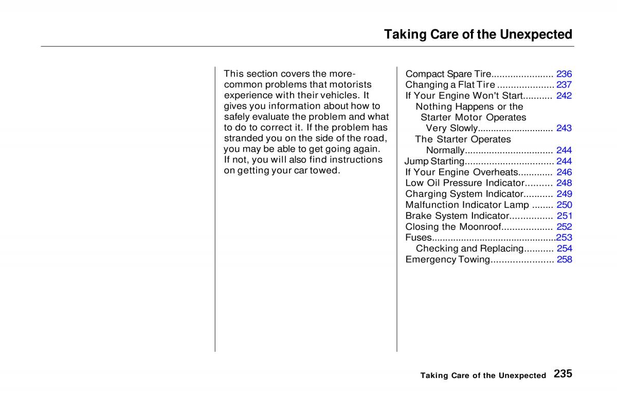 Honda Prelude V 5 owners manual / page 230