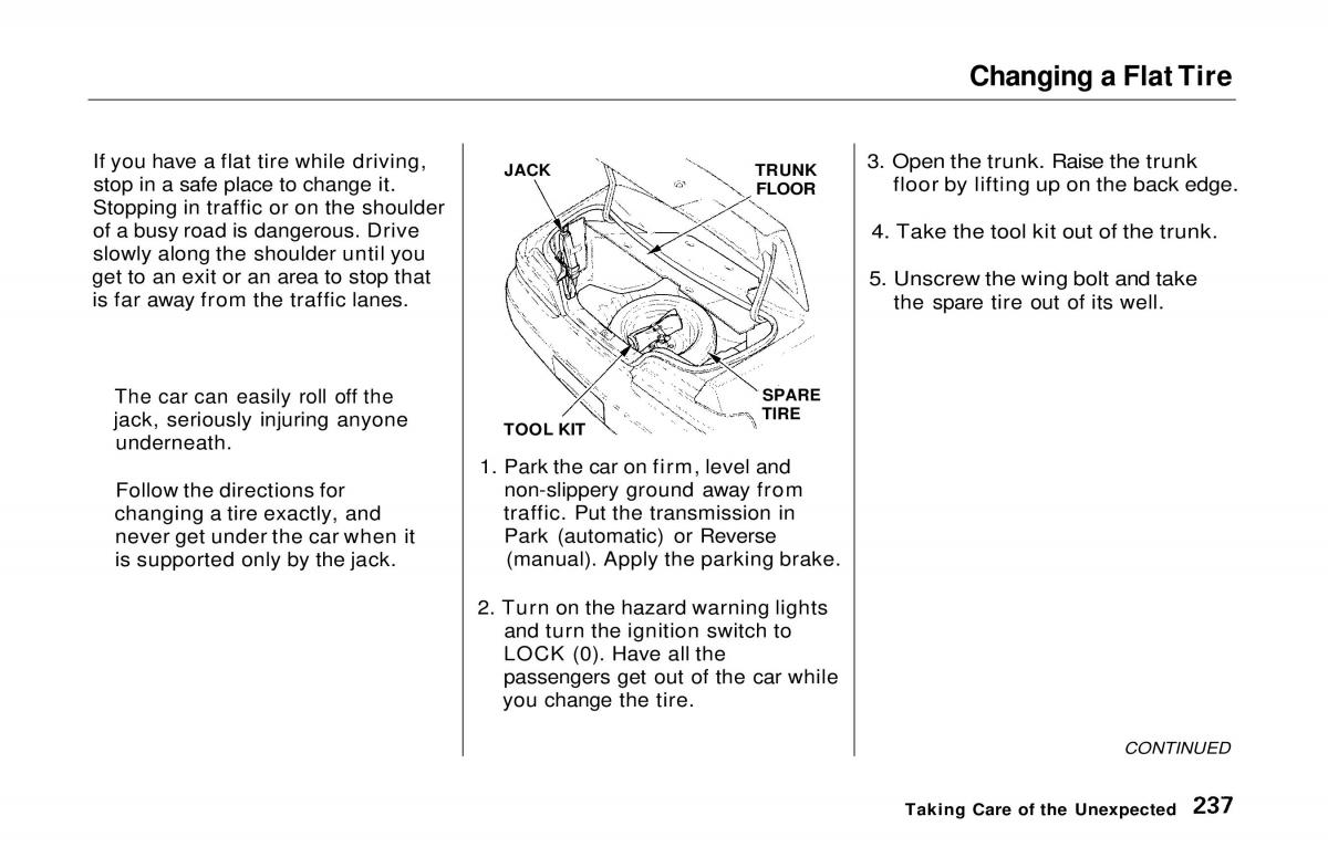 Honda Prelude V 5 owners manual / page 232