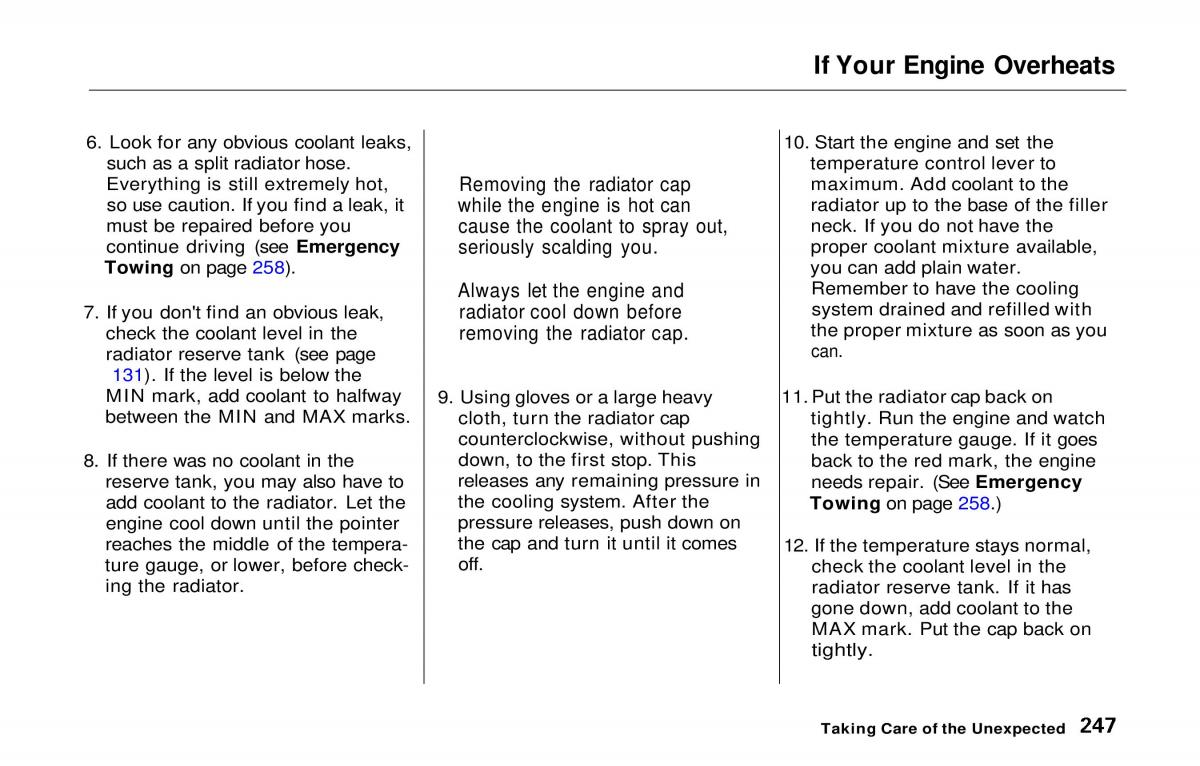Honda Prelude V 5 owners manual / page 242