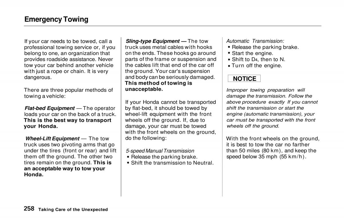 Honda Prelude V 5 owners manual / page 253