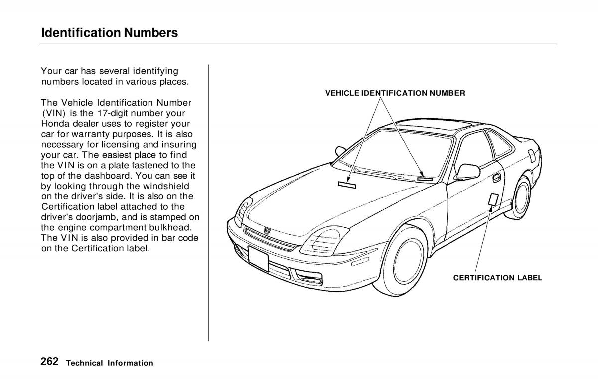 Honda Prelude V 5 owners manual / page 256