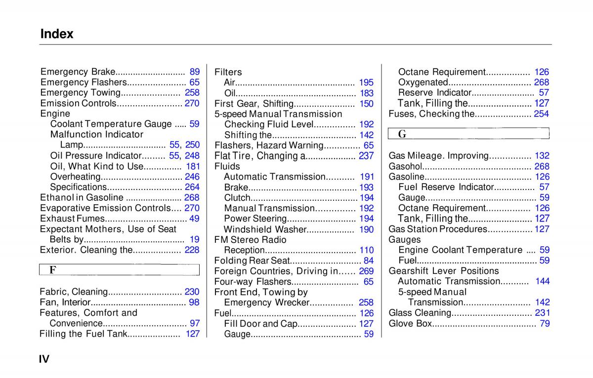 Honda Prelude V 5 owners manual / page 278