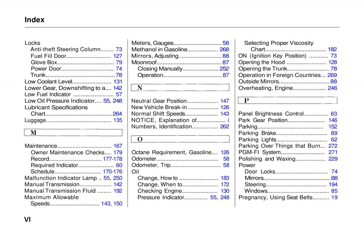 Honda Prelude V 5 owners manual / page 280