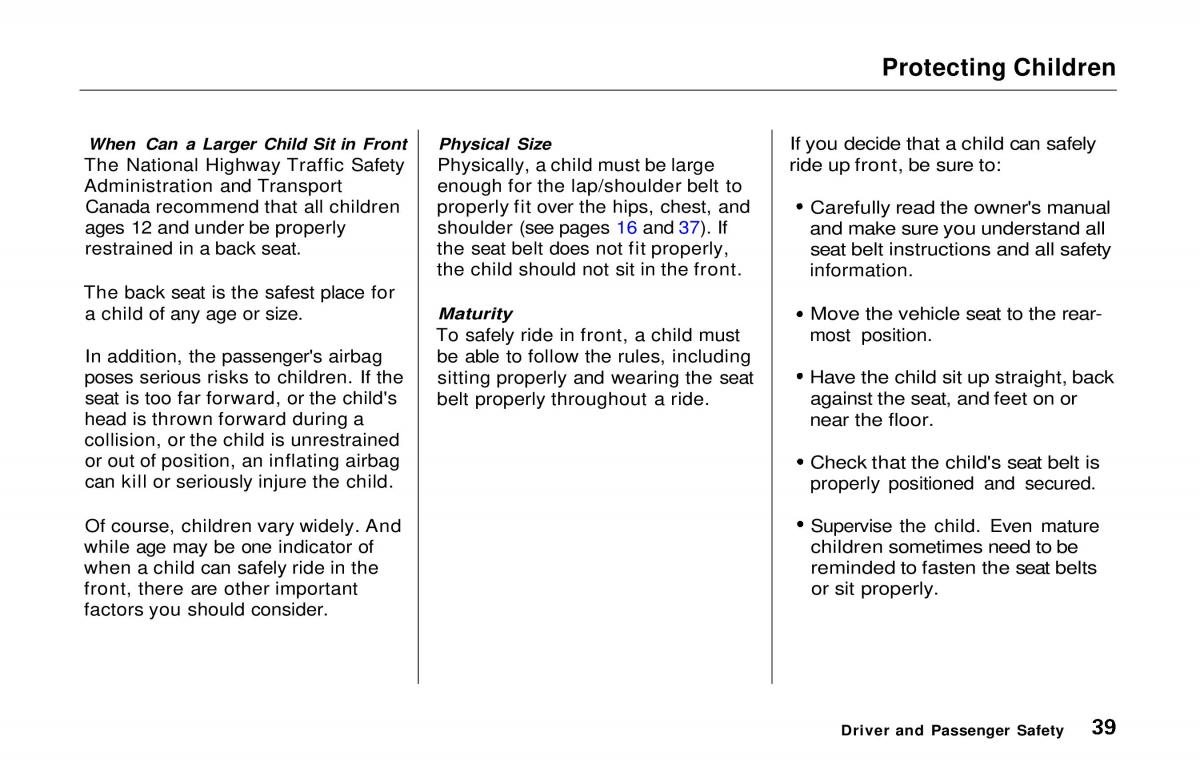 Honda Prelude V 5 owners manual / page 40