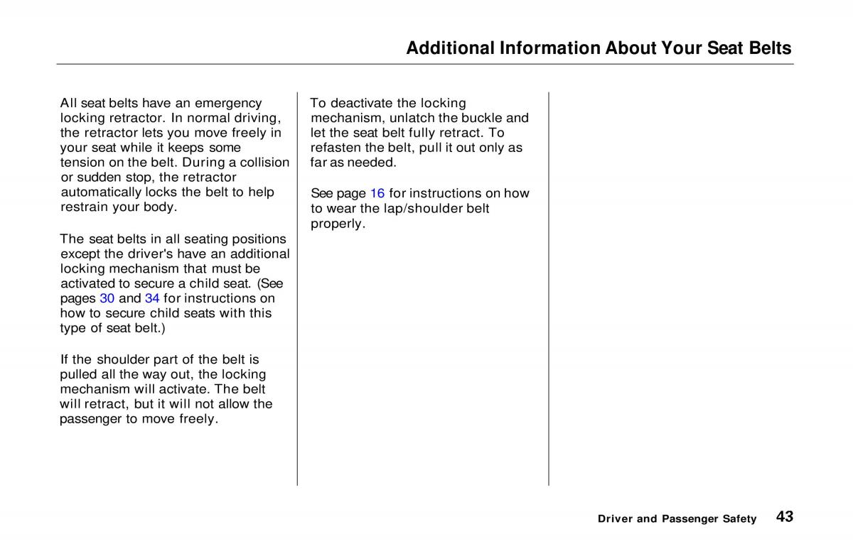 Honda Prelude V 5 owners manual / page 44