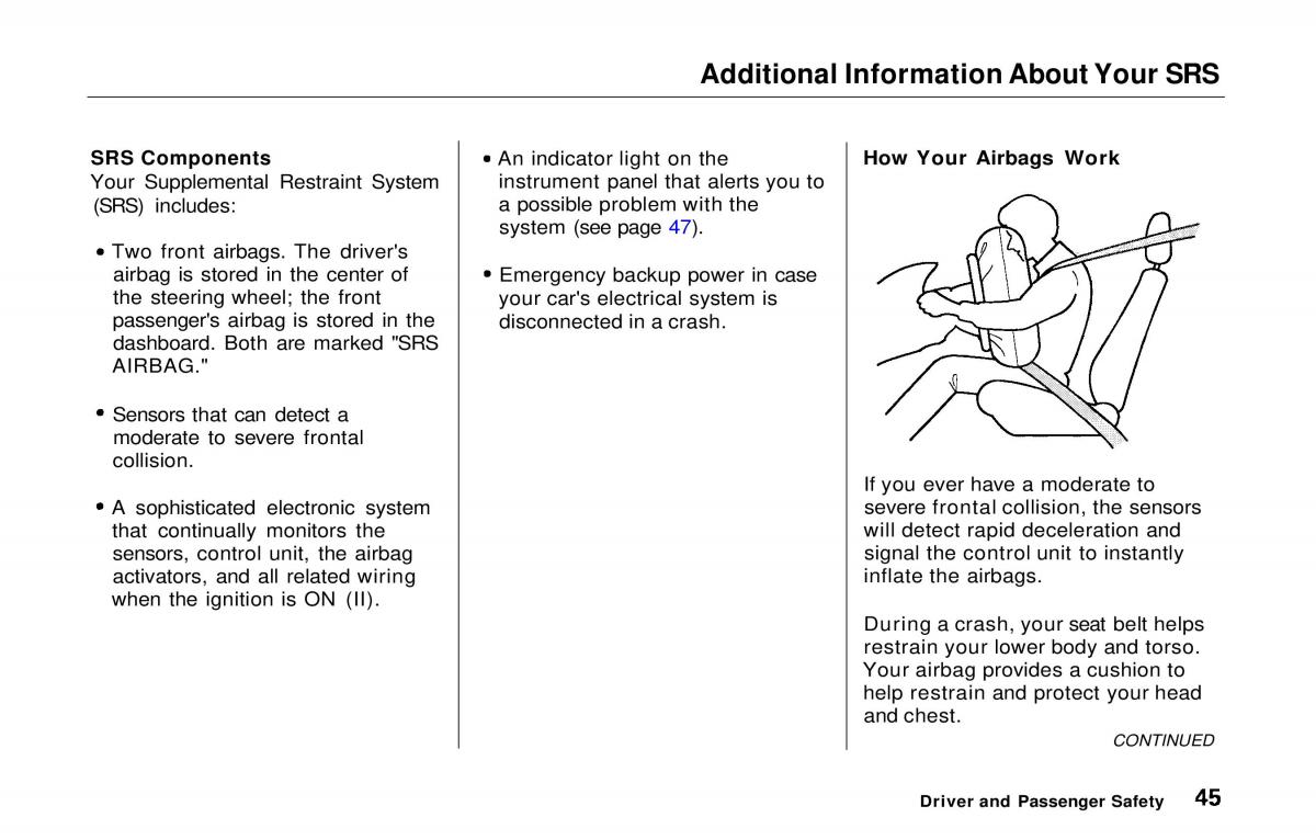 Honda Prelude V 5 owners manual / page 46