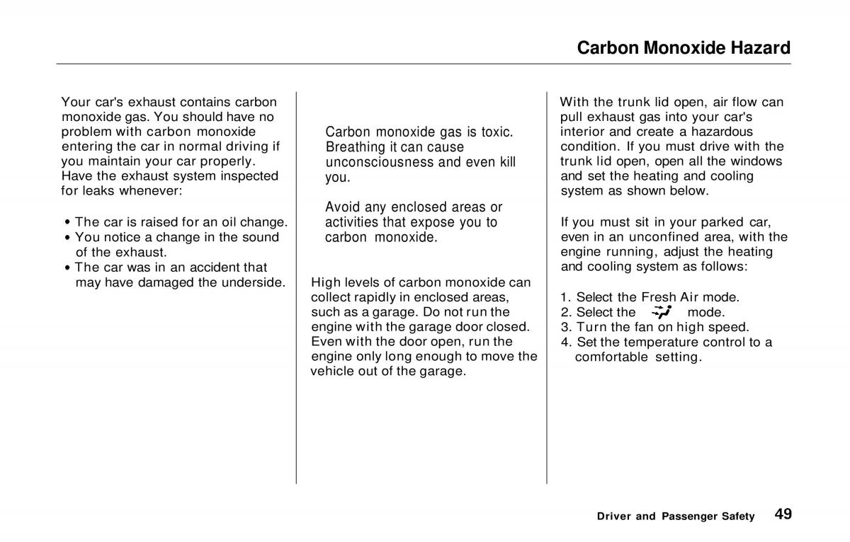 Honda Prelude V 5 owners manual / page 50