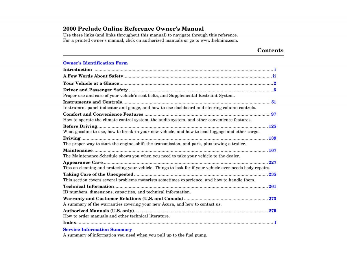 Honda Prelude V 5 owners manual / page 1