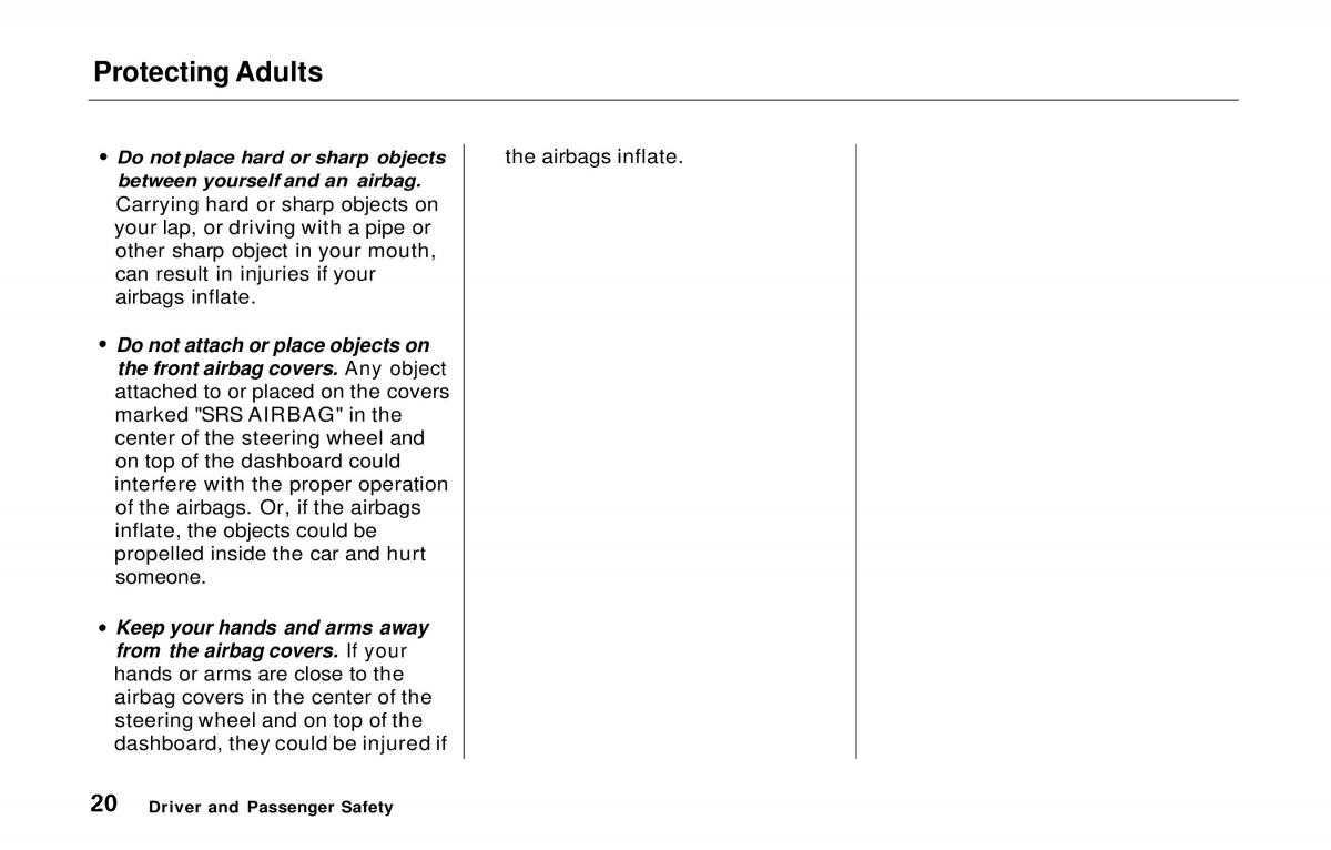 Honda Prelude V 5 owners manual / page 21