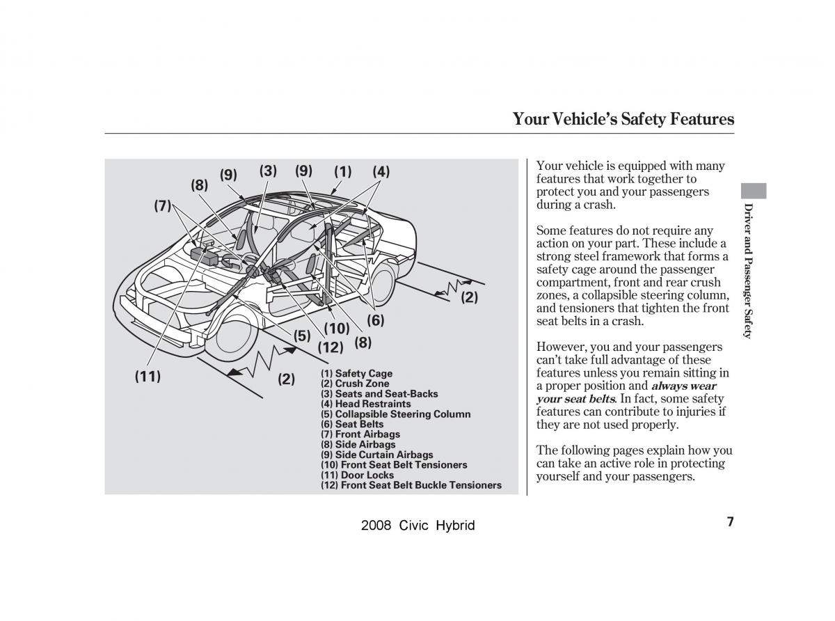 manual  Honda Civic Hybrid VIII 8 owners manual / page 10