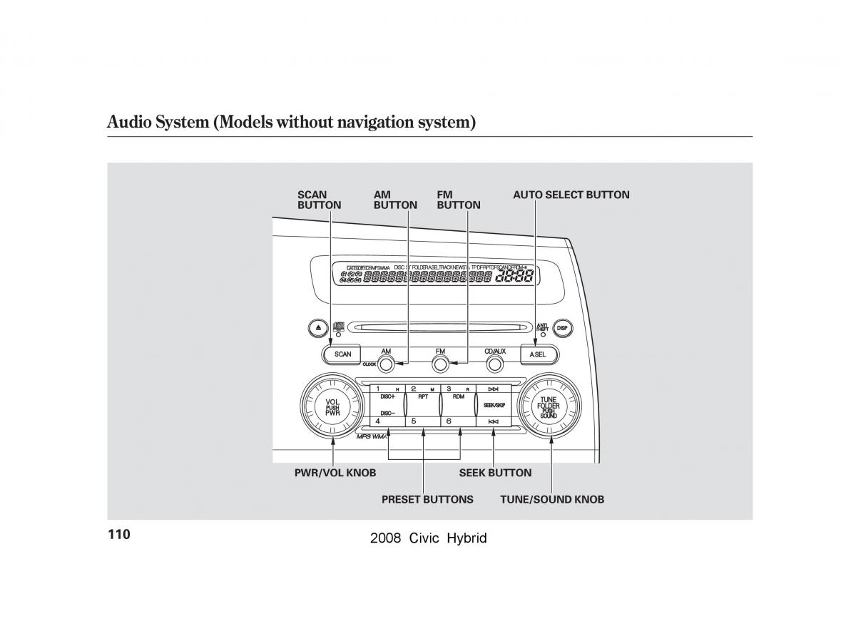 Honda Civic Hybrid VIII 8 owners manual / page 113