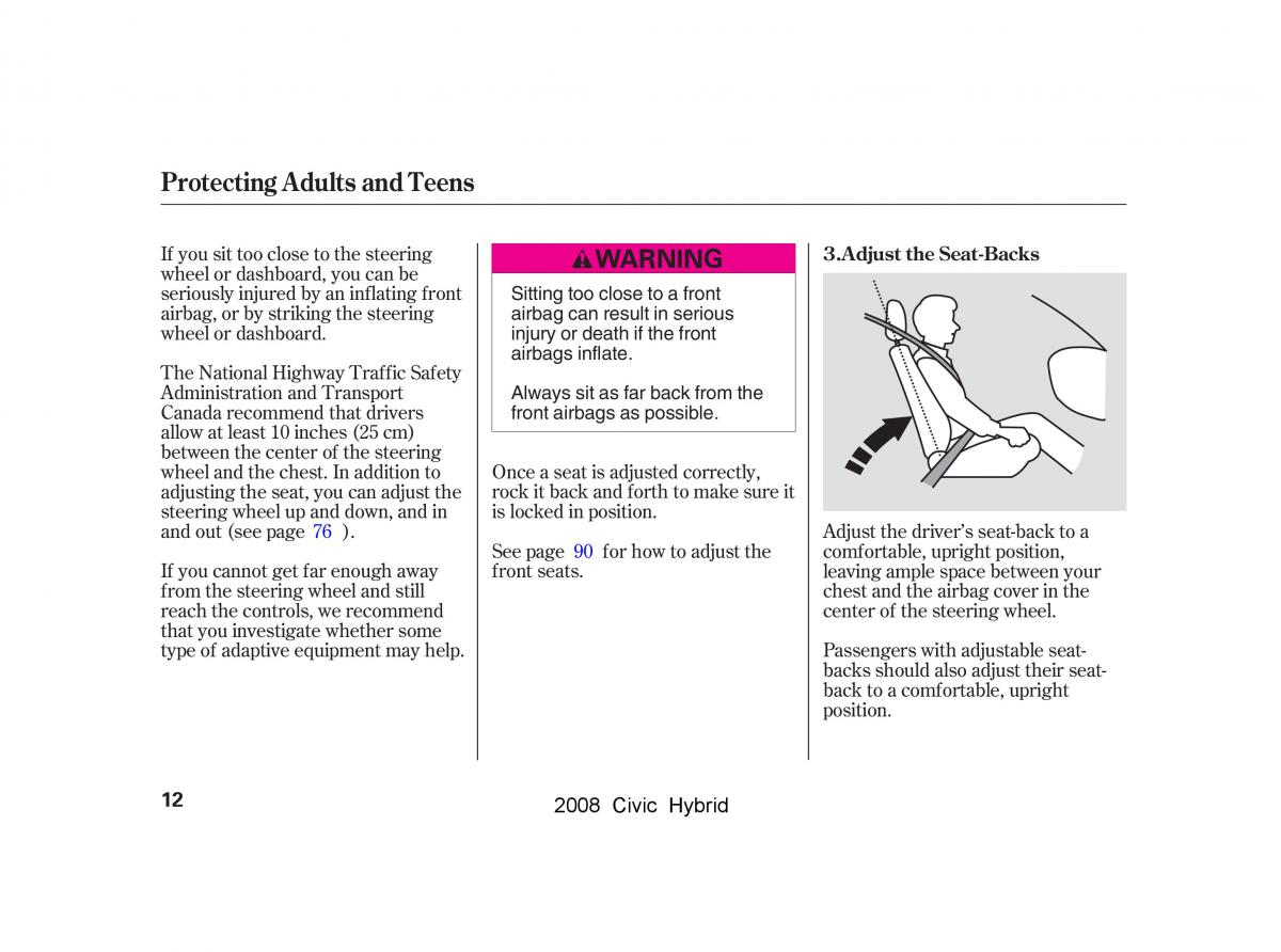 Honda Civic Hybrid VIII 8 owners manual / page 15