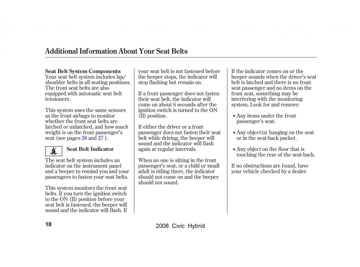 manual  Honda Civic Hybrid VIII 8 owners manual / page 21