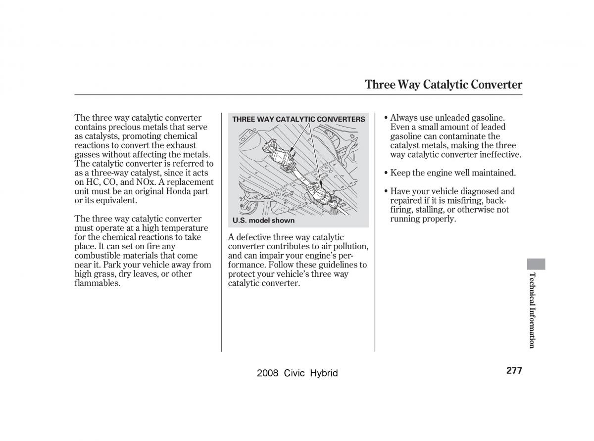 Honda Civic Hybrid VIII 8 owners manual / page 280