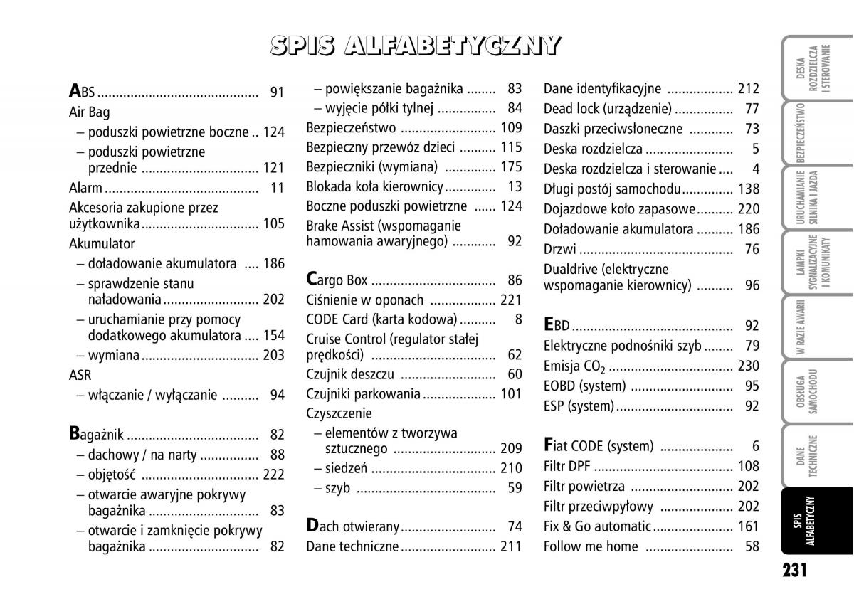 Fiat Grande Punto III 3 instrukcja obslugi / page 233