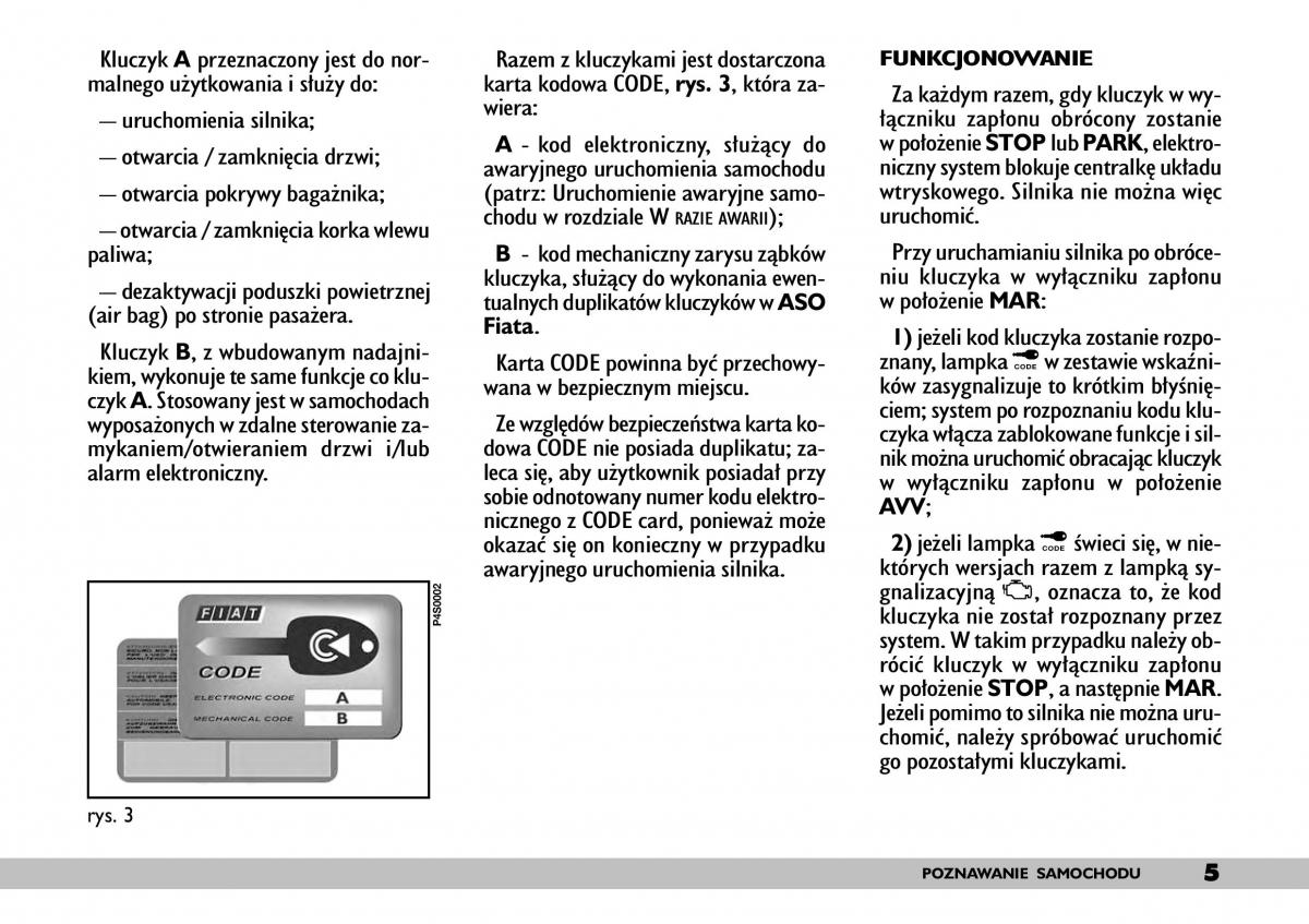 Fiat Punto II 2 instrukcja obslugi / page 9