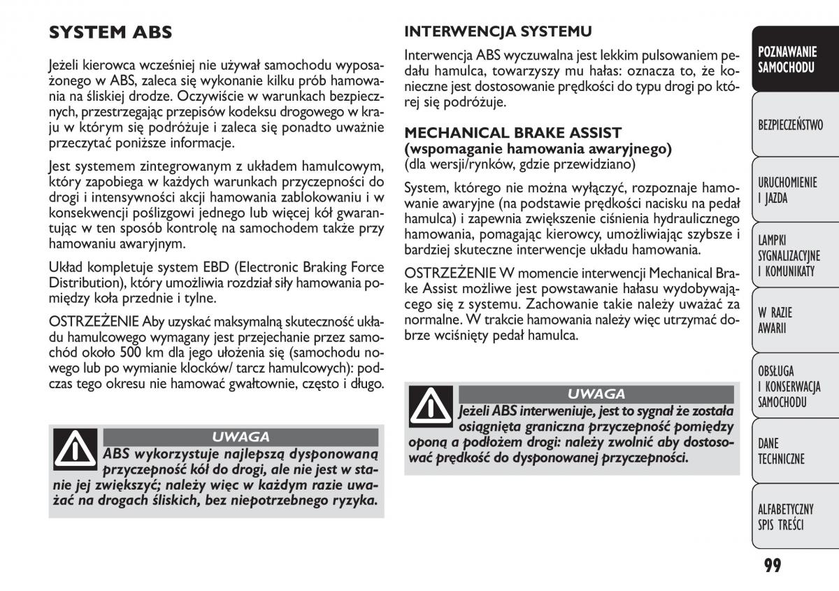 Fiat Punto III 3 instrukcja obslugi / page 101