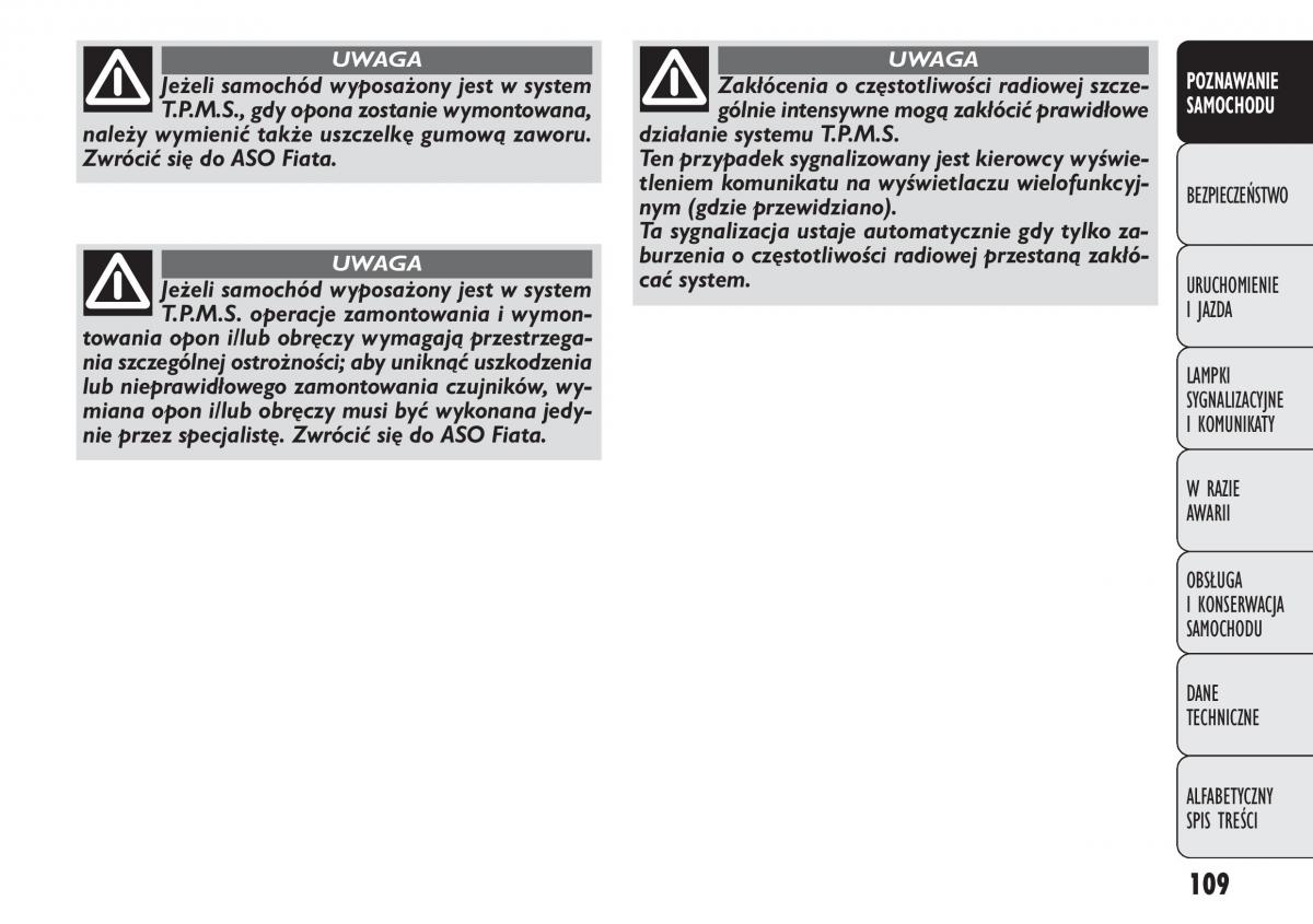 Fiat Punto III 3 instrukcja obslugi / page 111