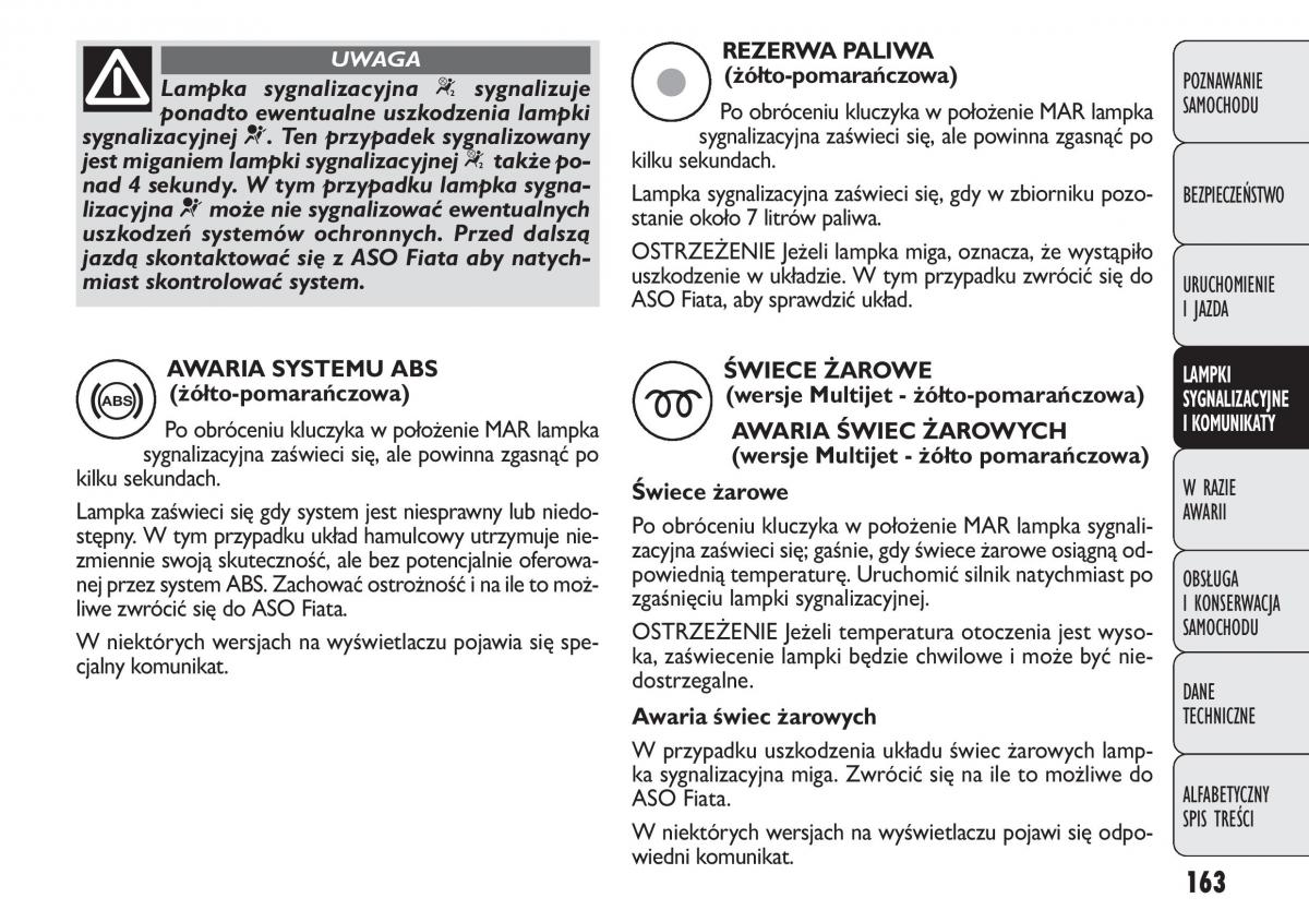 Fiat Punto III 3 instrukcja obslugi / page 165