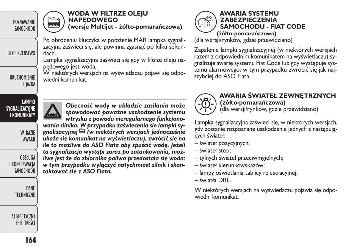 Fiat Punto III 3 instrukcja obslugi / page 166